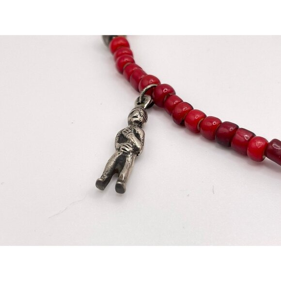 Vtg Colonial Red Glass Beads & Coin 1898 Pendant Necklace Made In Guatemala - Picture 6 of 6